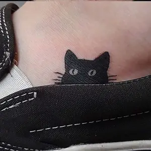 1pc minimalist black cat temporary tattoo