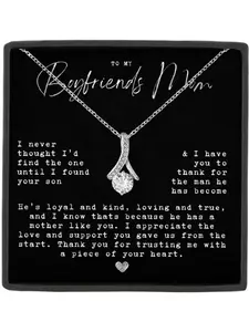To My Boyfriend's Mom Eternal Heart Zircon Pendant Necklace for Boyfriend's Mom, Mother's Day Gift, Birthday Present, Christmas Gift, Zircon Stones Necklace