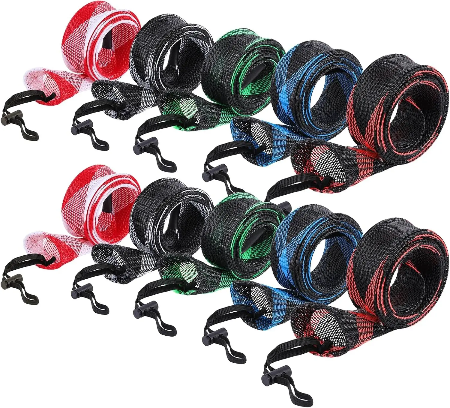 10 Pcs Fishing Rod Sleeves Rod Socks with Lanyard, Pole Sleeves | Mesh Fishing Rod Cover Rod Socks for Fly/Casting/Sea Fishing Rods, 5 Colors x 2, Protect Your Fishing Rods