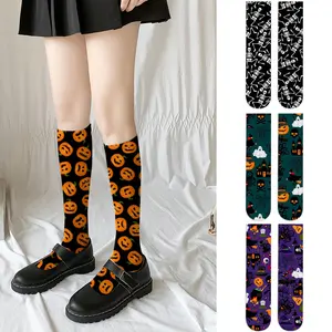Halloween Calf Socks Printed Stockings Mid-Calf Socks Fashionable Personality Versatile Skull Pumpkin Bat Socks