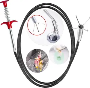 Flexible Grabber Claw Pick Up Reacher Tool with 4 Claws Bendable Hose Pickup Reaching Assist Tool for Litter Pick, Home Sink, Drains, Toilet(78.74 Inches) Multi-Use Unclogging Plunger