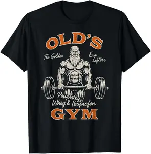 Old's Gym Logo Workout Dad Grandpa Weightlifting Old Men Gym T-Shirt