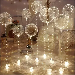 20 sets ( 20 pcs Balloon +20 pcs LED Lights ) Glowing LED Bubble Balloon Set LED Bubbles, Suitable For Birthday Wedding Love Christmas Halloween Party Gift Easter Mother'S Day Graduation Football Decor Summer Beach Helium&battery Not Includ
