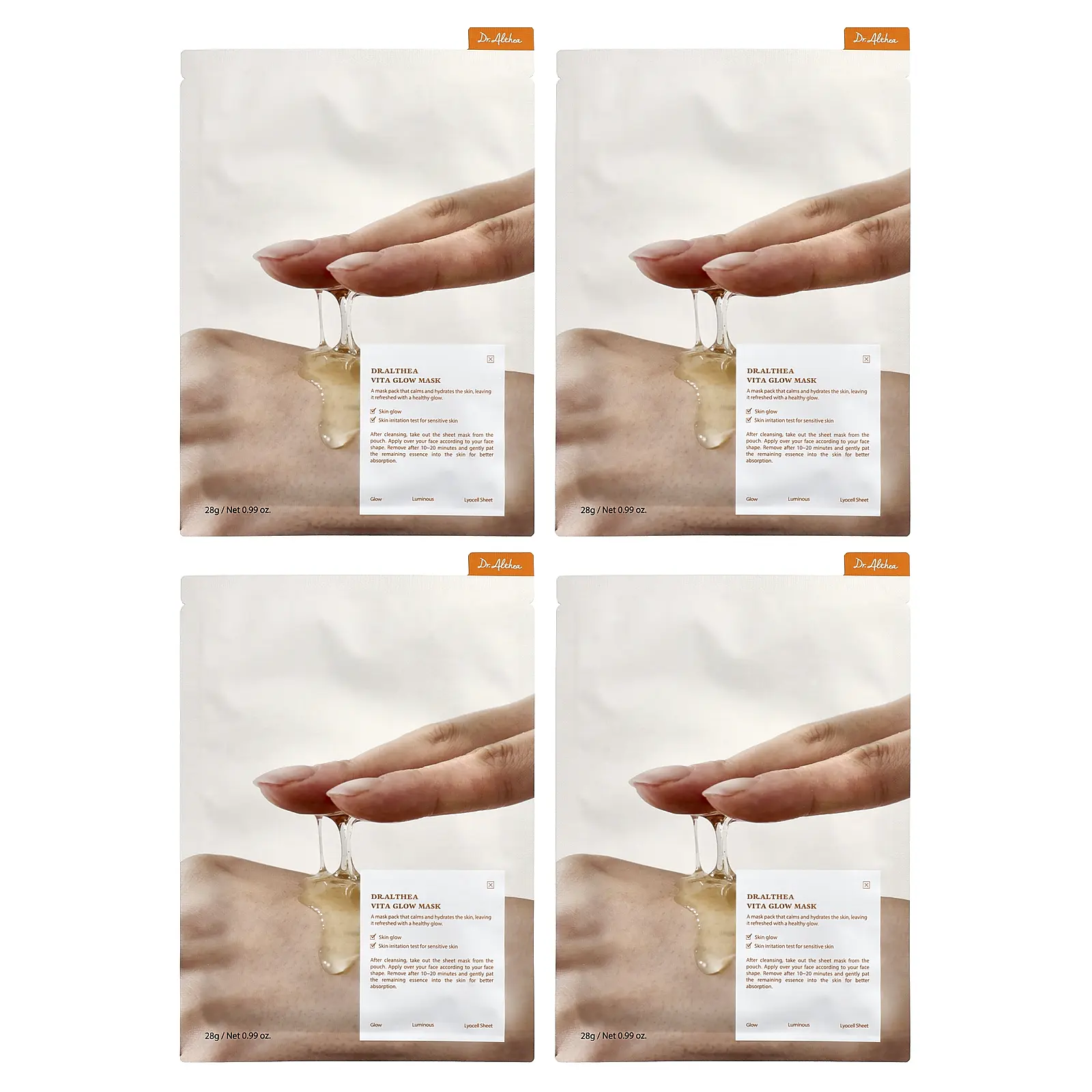 Dr. Althea Vita Glow Beauty Mask, 4 Sheets, 0.99 oz (28 g) Each