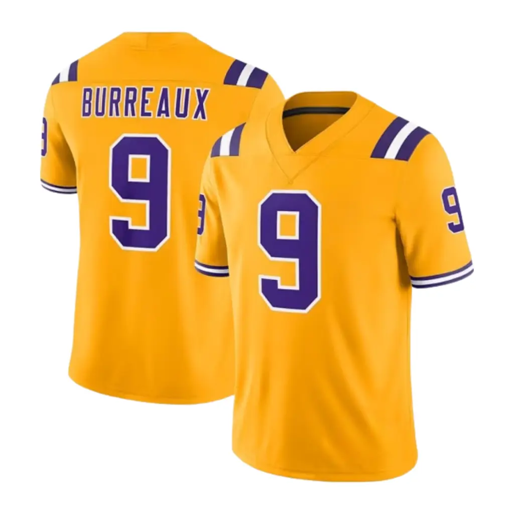 Men's Full Print LSU Burreaux #9 Football Jersey – America Game Shirt, Sports Fan Apparel, Jersey For Football Fans, Athletic Uniform Gift for Him