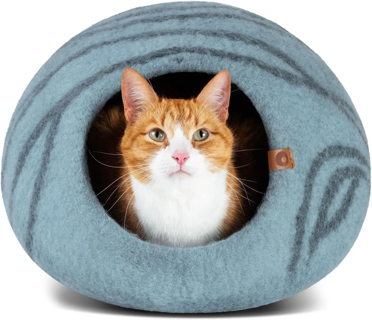 Premium Felt Cat Bed Enclosure for Indoor Cats, Handmade Merino Wool (Aquamarine, Medium) MEOWFIA
