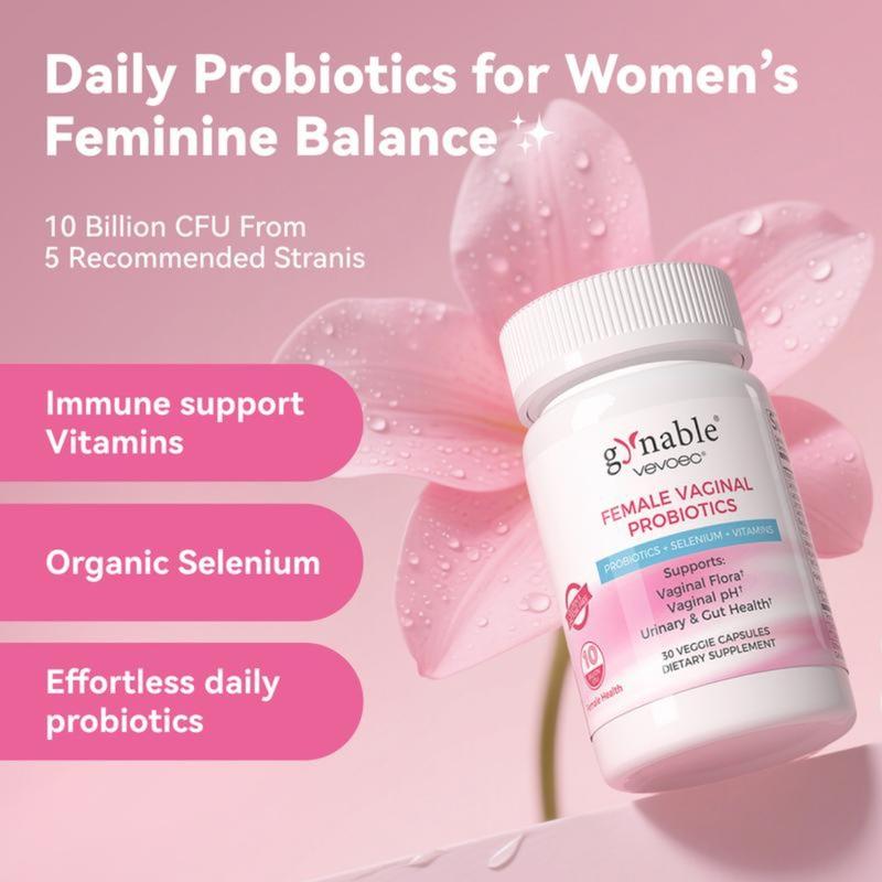 Gynable Female Probiotic for Women- Female Probiotic for pH Balance,Upgraded to 10 Billion CFU Probiotics Odor Control, Yeast Balance, Promote Healthy Viginal Flora & Feminine Health Edible Dietary
