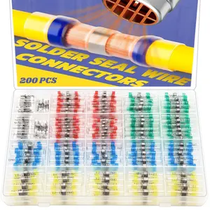 200Pcs Solder Seal Wire Connector Heat Shrink Butt Connector Waterproof Insulated Electrical Wire Terminal Solder Sleeve Sealed Electrical Butt Splice for Marine Automotive
