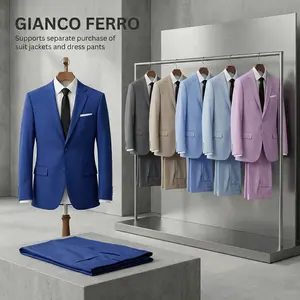 Gianco Ferro Men's Suit Separates - Slim Fit Shawl Lapel Blazer OR Dress Pants - Mix & Match Sizes for a Custom Fit - Premium Stretch Fabric for Wedding, Business & Formal Wear