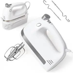 450W Electric Hand Mixer, 5-Speed Handheld Mixer with Storage Case, Turbo & Eject Button, Includes 2 Beaters & 2 Dough Hooks for Baking, Cake, Egg, Cream (White)
