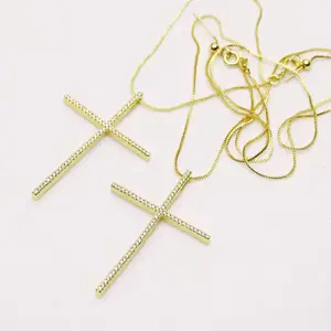 Cross Box Chain Necklace Adjustable - Gold-Tone Design with Cross Pendant