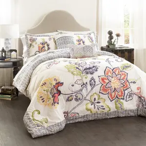 Lush Decor Aster Comforter 5 Piece Set with Floral Design and Patterned Trim in Assorted Colors Lush Decor Aster Comforter 5 Piece Set with Floral Design and Patterned Trim in Assorted Colors