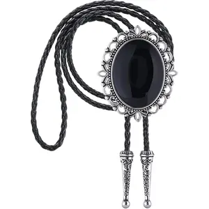Mens Bolo Ties Western Cowboy Tie Necklace Turquoise Wedding Bolo Neck Tie Scorpion Black Silver Bolo Tie for Women