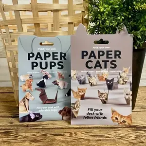 50 Sheets Foldable DIY Pet Origami Paper, Cute Dog Cat Dinosaur Designs, Perfect Gift for Cat Lovers, Office Party Decorations