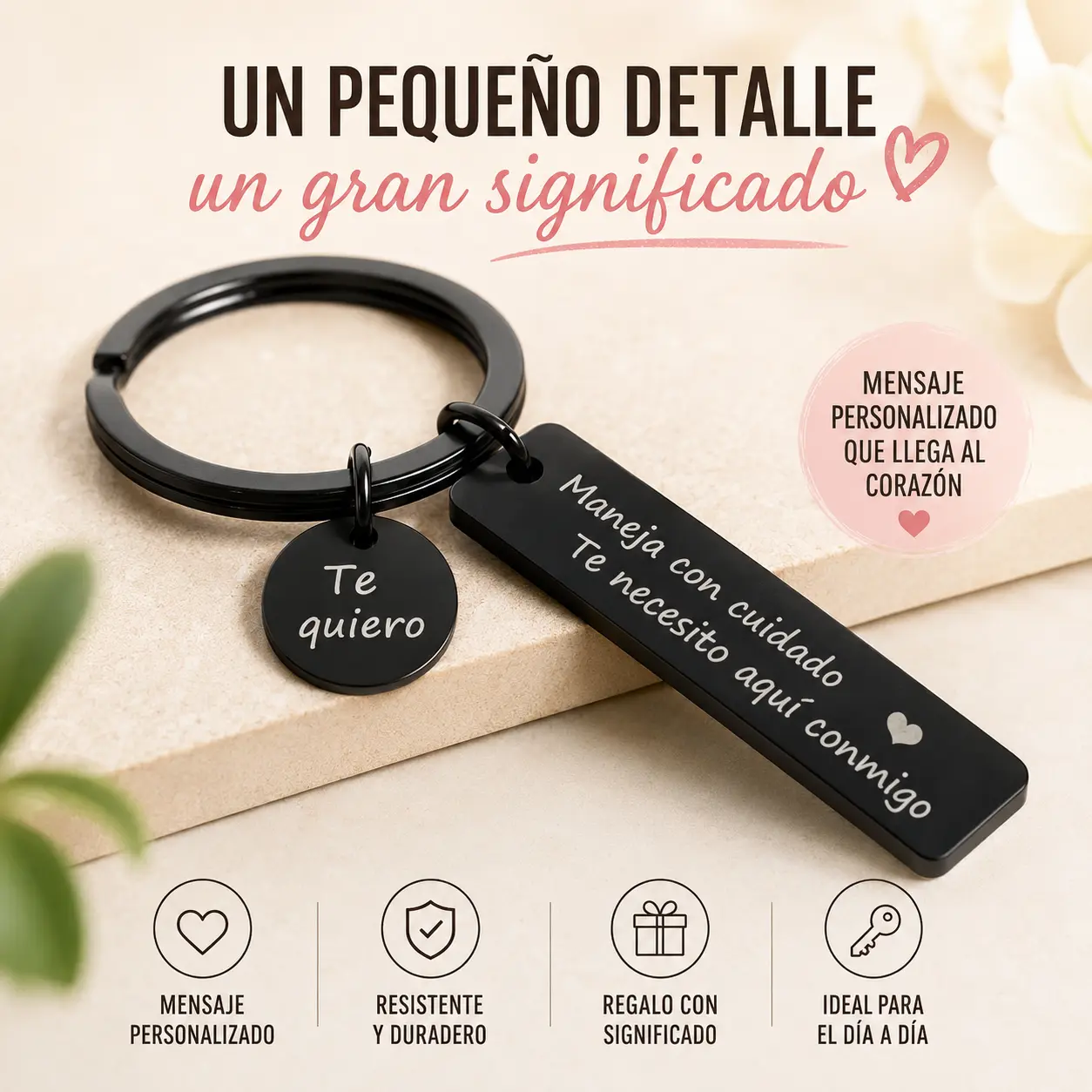 Spanish Te Quiero Drive Safe Keychain, Men's Accessory, Gift for Husband, Birthday Gift for Stepdad & Grandpa