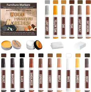A-HEYIDA Wood Markers Furniture Repair –Wood Scratch Repair Kit with Beeswax Polish, Fix Scratches on Wood Floors, Tables, Cabinets & Doors