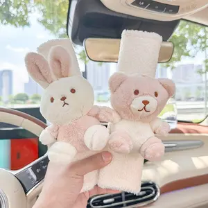 Soft Plush Car Seat Belt Shoulder Pads, Cute Bear/rabbit Design, Can Be Used as Neck Pillow, Car Interior Decoration Accessories