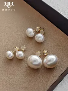 Women's Elegant Faux Pearl Stud Earrings Set, French Vintage Style, High-Quality Minimalist Design, Perfect for Daily Wear & Special Occasions, Stud Earring Jewelry, Wearable Jewelry