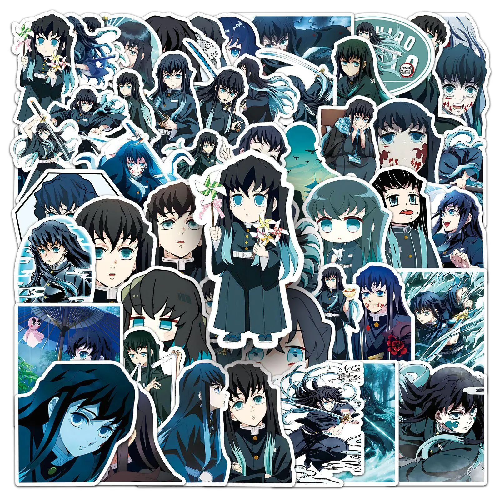50Pcs Multicolor Anime Tokitou Muichirou Sword Stickers, Waterproof DIY Decals for Phone, Luggage, Scrapbooking (Toys & Hobbies, DIY, Leathercraft Supplies)