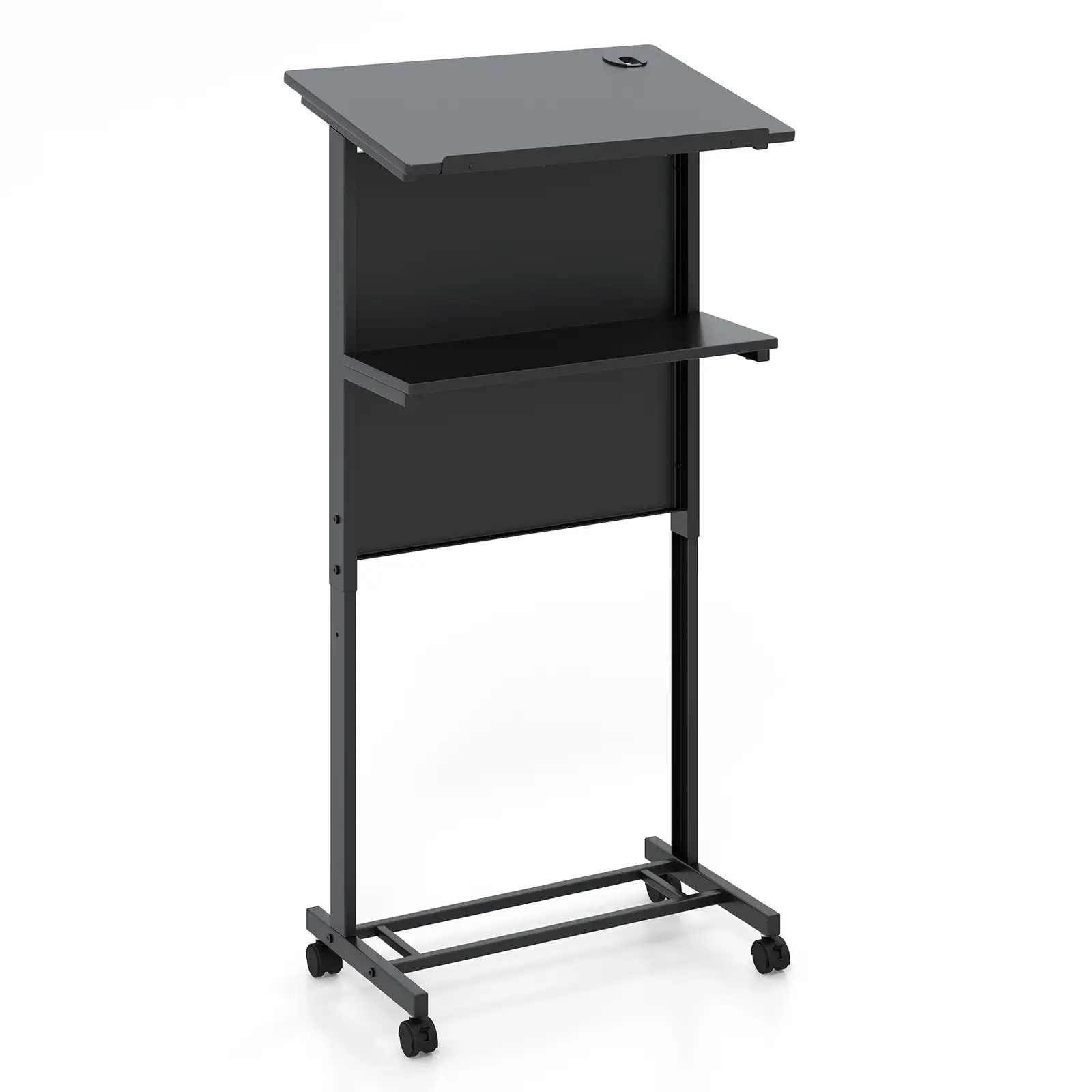COSTWAY - 3-Position Height Adjustable Lectern Table with Tilted Tabletop-Black