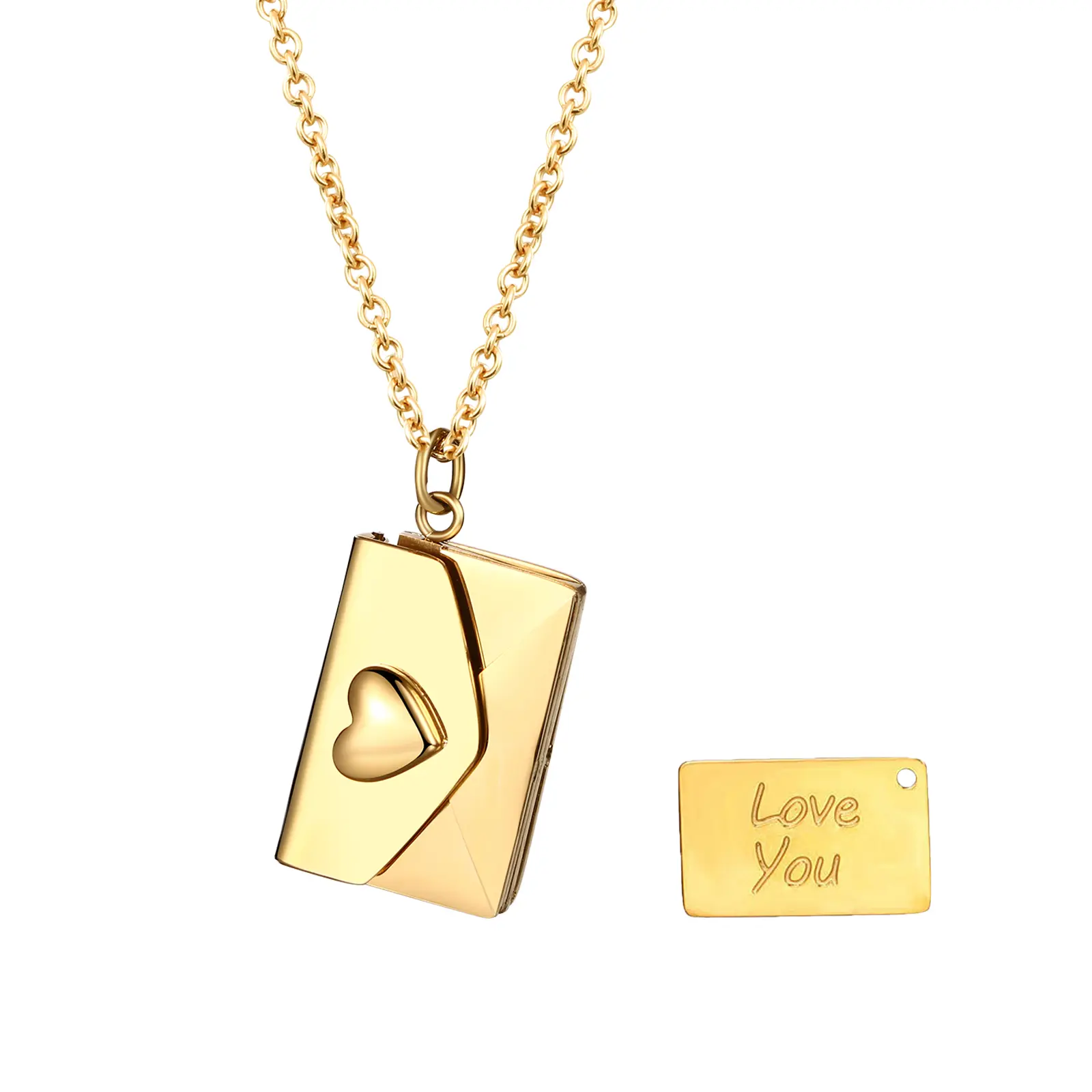 OIDEA Women's Love Letter Envelope Locket Necklace, Stainless Steel Openable, Custom Engraved, Personalized Engraving, Romantic Anniversary Couple Gift, Custom Engraved Necklaces, Personalized Engraving Necklaces
