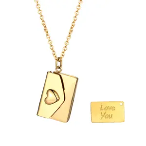 OIDEA Love Letter Envelope Necklace for Women Stainless Steel Openable Locket Couples Personalized Engraved Anniversary Romantic Gift