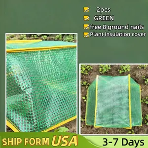 2PCS 19.29*14.96*8.66inch Foldable Garden Accelerator Plants Cover Freeze Protection for Raised Bed, Mini Greenhouse Cover with 8 ground stakes, Frost Cover for Plant Vegetable Seedling Protector