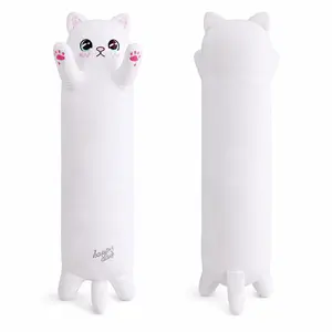 CHUBBYJOY Long Cat Plush Pillow, 20" 27" 35" 43" Soft White Cat Stuffed Animal Body Pillow with PP Cotton Filling, Kawaii Cuddle Pillow for Sleeping, Hugging, Dorm Room Decor & Gifts for Cat Lovers