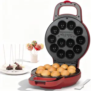 Flip Cake Pop Maker Machine with Ceramic Coating, Make 12 x 1.4 Inch Cake Pops, Cake Pop Kit for Kids, Cake Pop Supplies, Snack Machine, Recipe & Brushed Included, Red