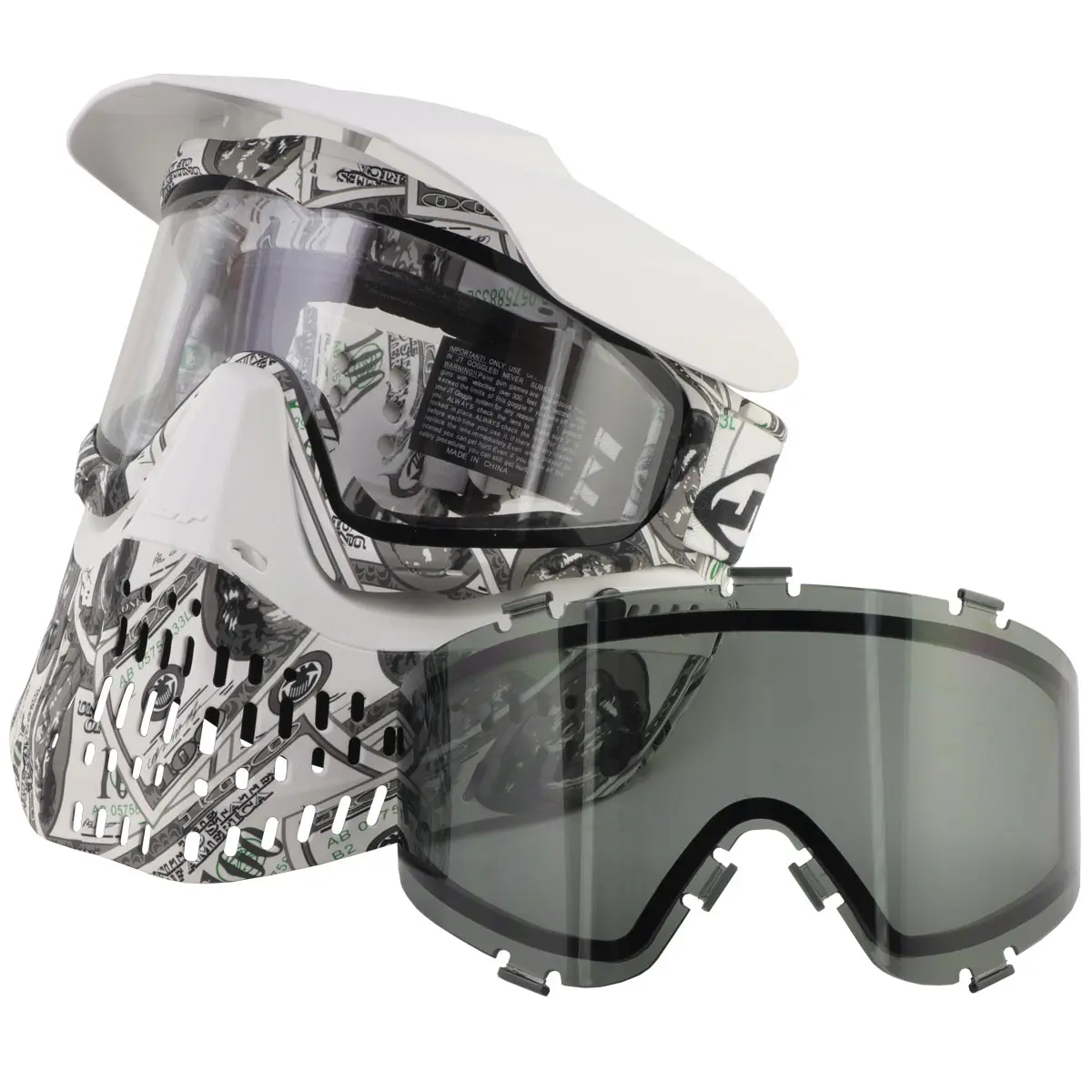 JT Proflex Mask - 100 Dollar Bill Goggle - w/Clear & Smoke Thermal Lens