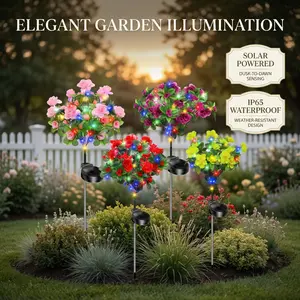 2PCS Solar Azalea Flower Lights for Garden, Waterproof LED Outdoor Decor