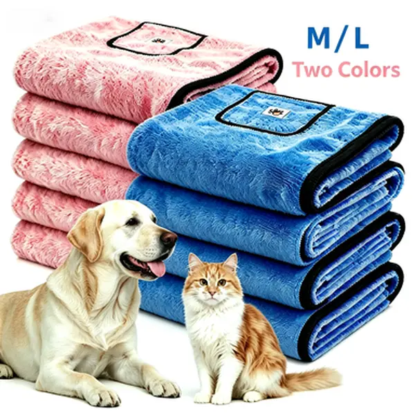 Pet Bath Towels for Dogs & Cats - Paw Prints Design, Quick Dry, Soft, High Water Absorption, Skin Friendly, Universal Fit, No Shedding, Durable Grooming & Care Essentials, Practical