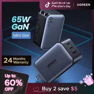 UGREEN Nexode 65W GaN USB C Wall Charger, 3-Port Compact Foldable Fast Charger Power Adapter for iPhone 17/16/15 Series, Galaxy S25/S24, Pixel 10/9, MacBook Pro/Air, Dell XPS, iPad Pro (Black),tiktokshopstockup,mothersdaygift
