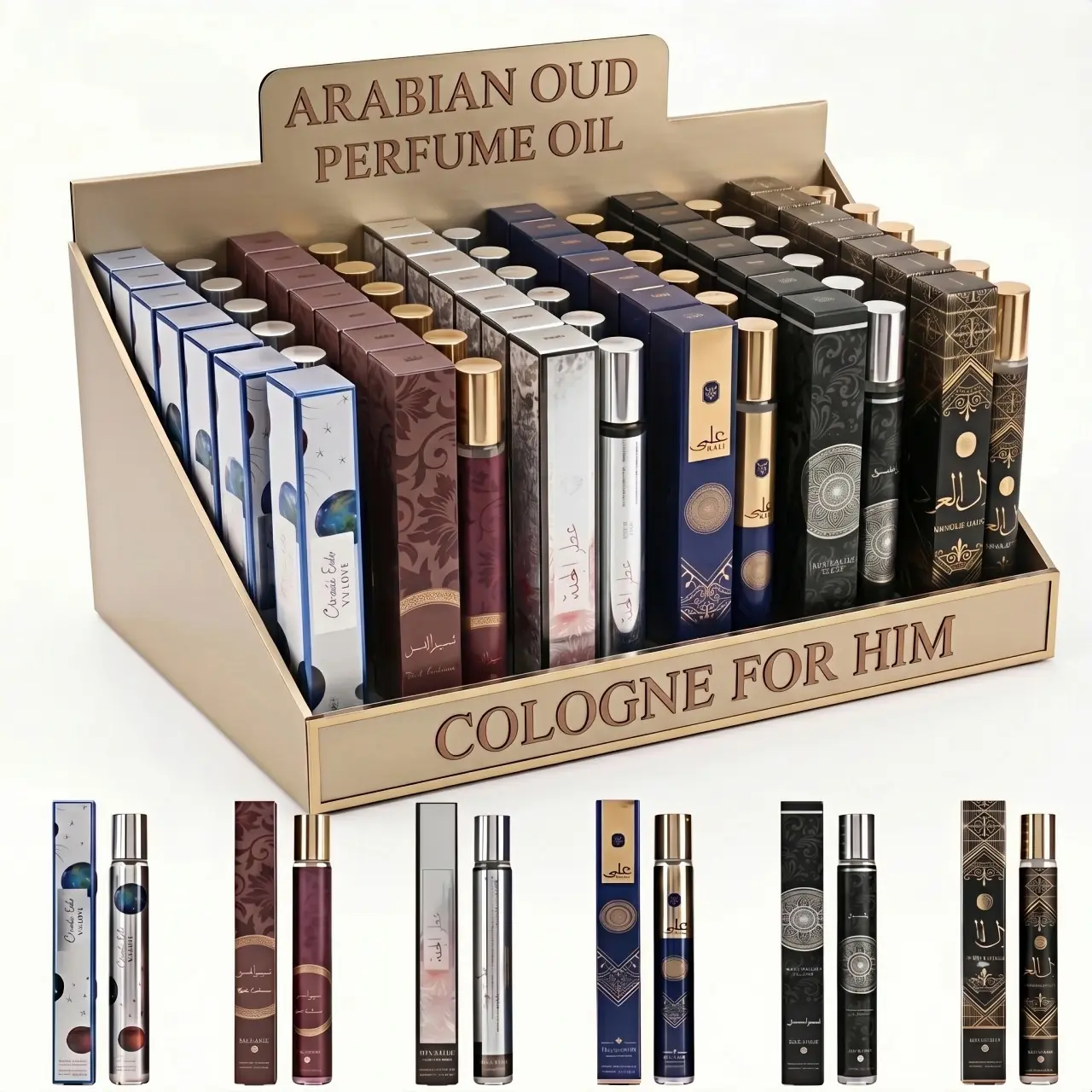 6Pcs Men's Arabic Perfume Collection, Long Lasting Rich Amber & Oud Cologne Set, 6 x 1.2 Fl Oz Travel Spray Fragrance, Premium Middle Eastern Cologne for Men