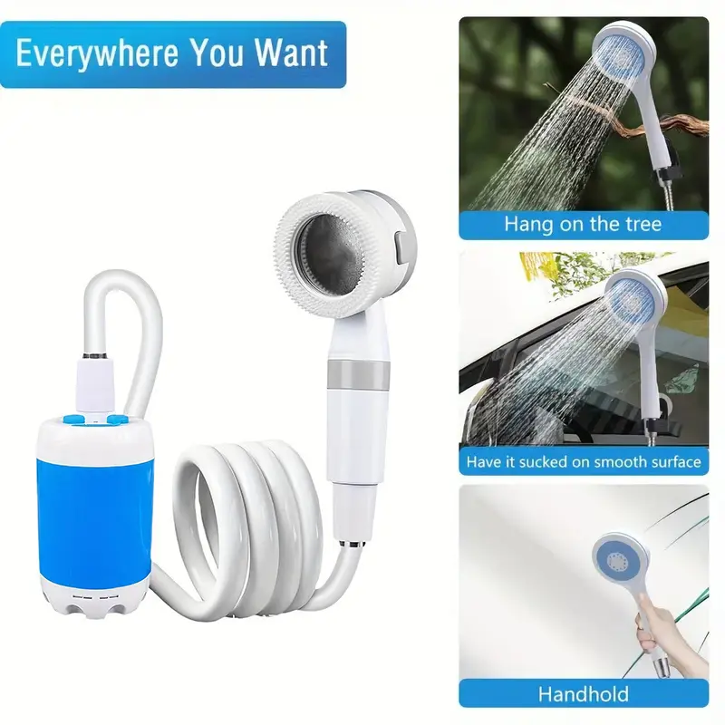 Portable Electric Shower Pump, Compact Rechargeable Outdoor Bath Kit with Durable PVC Hose, USB 5V/2A Fast Charge for Camping, Portable Showers, 5V2a Power, Abs, Foldable, Insect-Proof, Moisture-Proof, Sunscreen, Removable & Washable, Usb Fast Charging, W