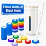 KZMYR Toilet Bowl Brush System - Disposable Toilet Scrubber Brush with Handle, Wall-Mounted Plastic Caddy, 32 Replaceable Refills (16 Blue + 16 Rainbow) with Fragrance Tablet for Bathroom, Apartments, Airbnb Hosts
