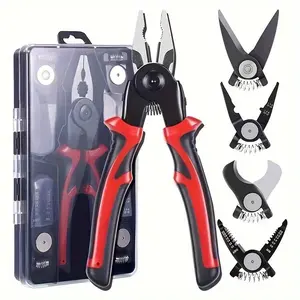 5-in-1 multifunctional interchangeable pliers set Wire stripper, wire crimping pliers, lineman's pliers, cable cutters, electrician's scissors electrician