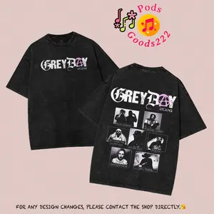 Greyday 2026 Tour Washed Shirt – Vintage Washed Oversized Graphic T Shirt, Underground Hip Hop Artist Lineup Style, Dark Aesthetic Streetwear, Heavy Cotton Washed Tee, Casual Unisex Men Women Top, Music Fans Gift