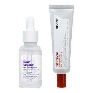 FRANKLY Glass Skin Duo | Retinol 0.1 Cream & Closer Pore Minimizing Serum | Slow aging, Pore Minimizing, Anti-Wrinkle with PHA, Peptide 9, Adenosine, Vegan Collagen |Curelty-Free | Korean Skincare Set