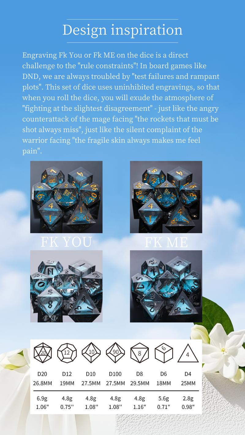 Ebon Twilight Dice Set For DnD RPG - Polyhedral Dice For Dungeons & Dragons, Pathfinder D20