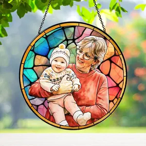 Personalized Grandma Portrait Suncatcher: Stained Glass Window Hanging