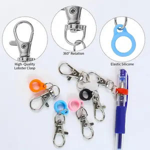 Silicone Pen Holder with Lobster Clasp, Multi-Color Pocket Clip Accessories, Multifunctional Pen Converter and Manager