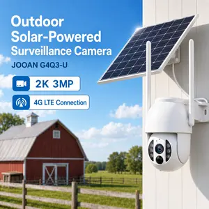 JOOAN 2K 3MP solar security camera: no need  wiring, 355° rotation/90° tilt adjustment, color night vision function, intelligent human detection function, IP66 waterproof rating, suitable  outdoor use. for outdoorfun