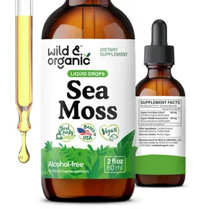 Wild & Organic's Sea Moss Liquid Drops - Immune Support - Irish Sea Moss and Bladderwrack Tincture - Multimineral Chondrus Crispus Supplement - Vegan, Sugar & Alcohol-Free