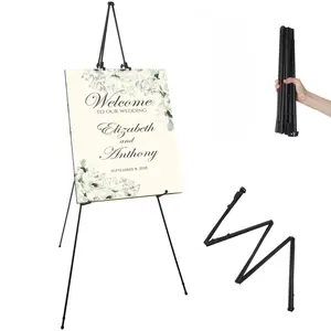Portable Adjustable Easel Stand for Display, Foldable Metal Tripod Sign Holder, Height-Adjustable Poster and Canvas Stand for Weddings, Art Shows, Trade Events, Parties, Classrooms and Indoor Outdoor Use