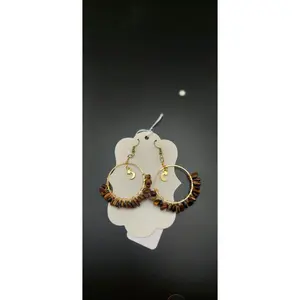 Wire Wrapped Hoop Earrings with Healing Stones in 3 Stunning Colors for Stylish and Beneficial Wear