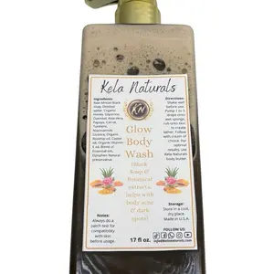Hydrating Brightening Glow Body Wash Cleanser African Black Soap with Niacinamide Carrot Licorice Papaya Turmeric Aloe Honey Rose Moisture Boosting Antibacterial Properties for All Skin Types