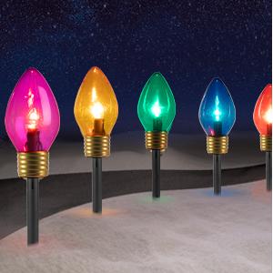 Christmas Lights Jumbo C9 Outdoor Lawn Decorations with Pathway Marker Stakes, 2 Pack 8.5 Feet String Lights Covered Jumbo Multicolored Light Bulb for Holiday Outside Yard Garden Decor, 10 Lights Christmas Lights Jumbo C9 Outdoor Lawn Decorations with Pathway Marker Stakes, 2 Pack 8.5 Feet String Lights Covered Jumbo Multicolored Light Bulb for Holiday Outside Yard Garden Decor, 10 Lights