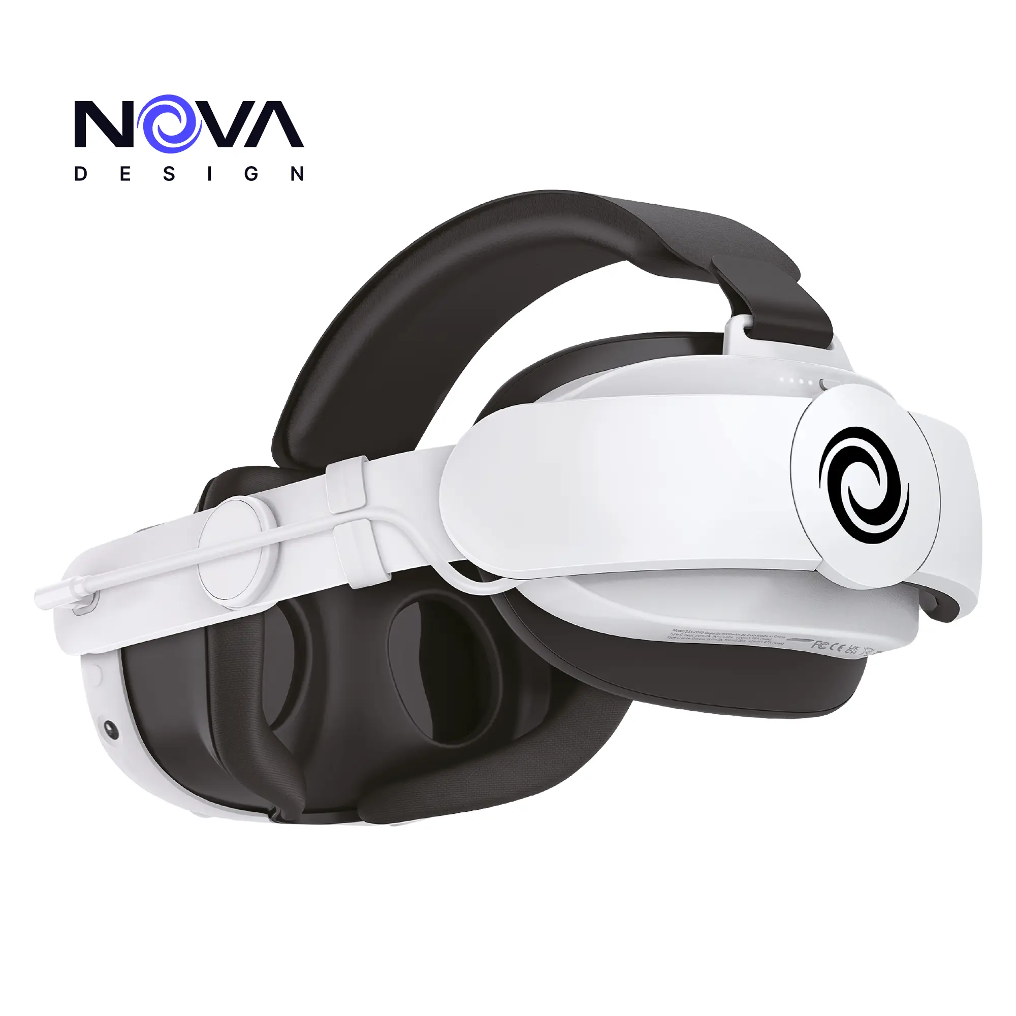 Nova Design Battery Head Strap for Meta Quest 3 & 3S – Extended Playtime, 6000mAh Battery, Adjustable Fit, Cushioned Comfort for Long VR Sessions