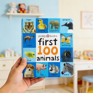 English Word Flashcards Book First 100 Animals Interactive Learning Colorful Visual Aid Reading Support Vocabulary Building Home Education Essential Visual Stimulation Cards